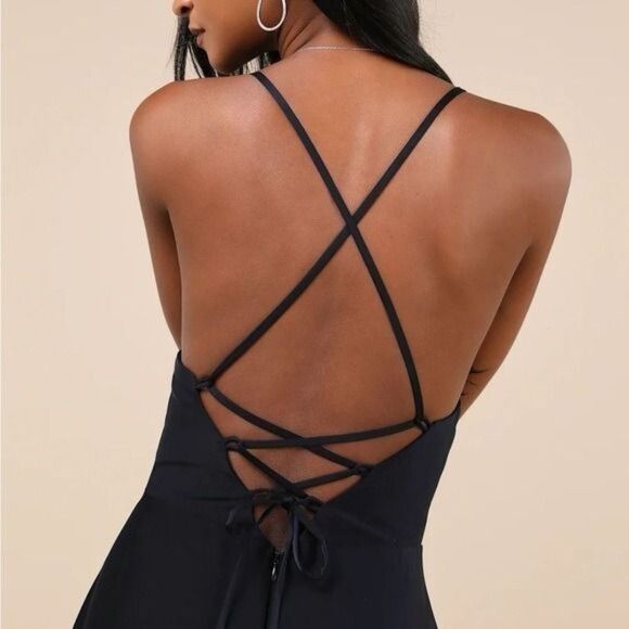 Lulus Stylish Grace Navy Blue Backless Lace-Up Ruffled Maxi Dress Size Small NEW - Picture 6 of 12